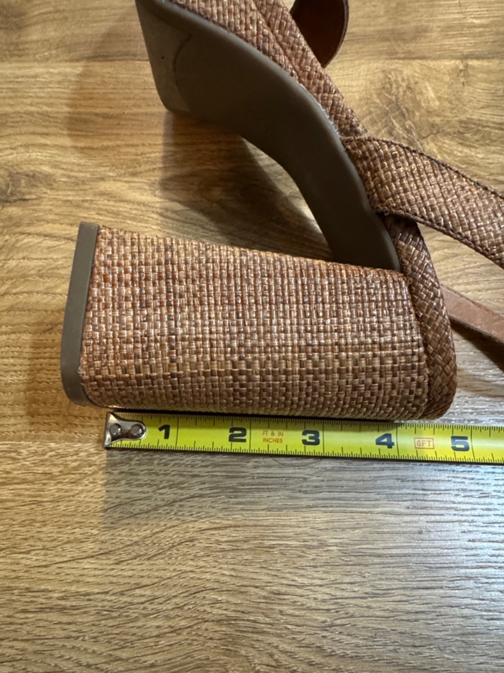 Marc Fisher Tan Woven Platform Sandals with Ankle Strap - Picture 6 of 7
